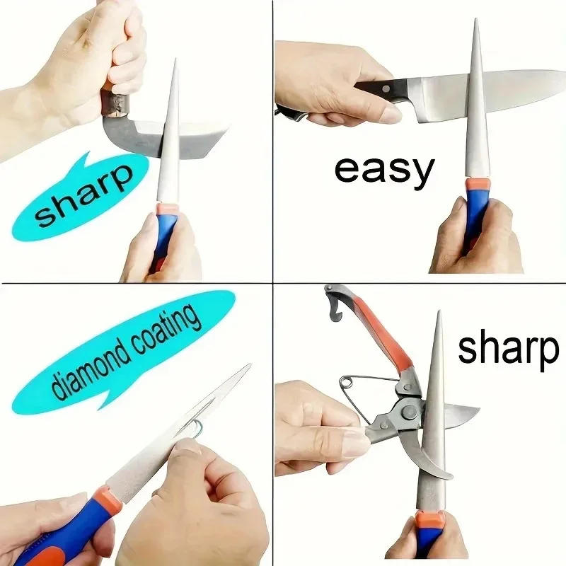 Double Sand Metal Diamond Sharpener, Multi Purpose Sharpener for Scissors & Gardening Tools File