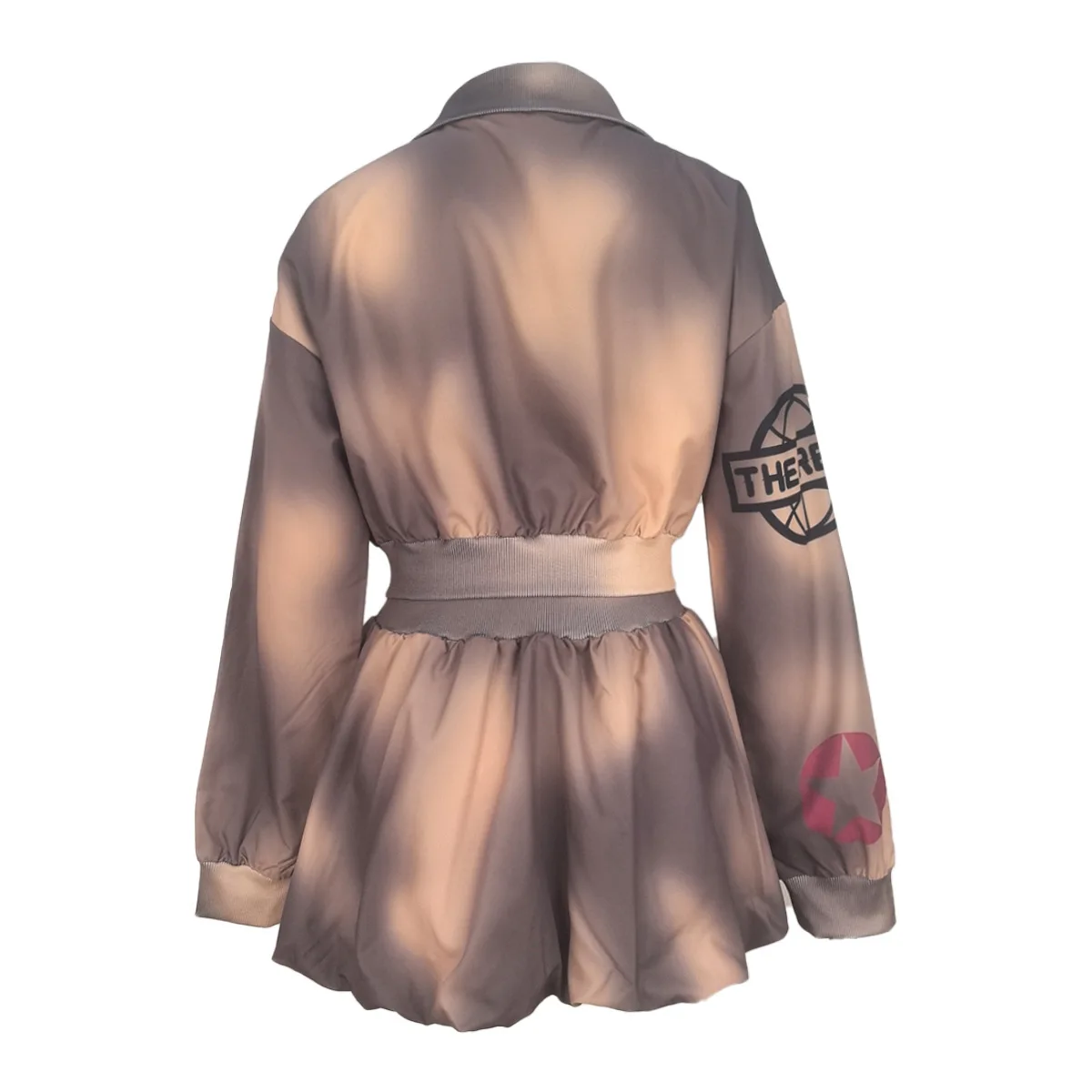 Divertente stampato donna 2 pezzi set fitness cerniera Fly Crop giacca a vita alta gonne a pieghe set coordinato 2025 autunno nuovo streetwear