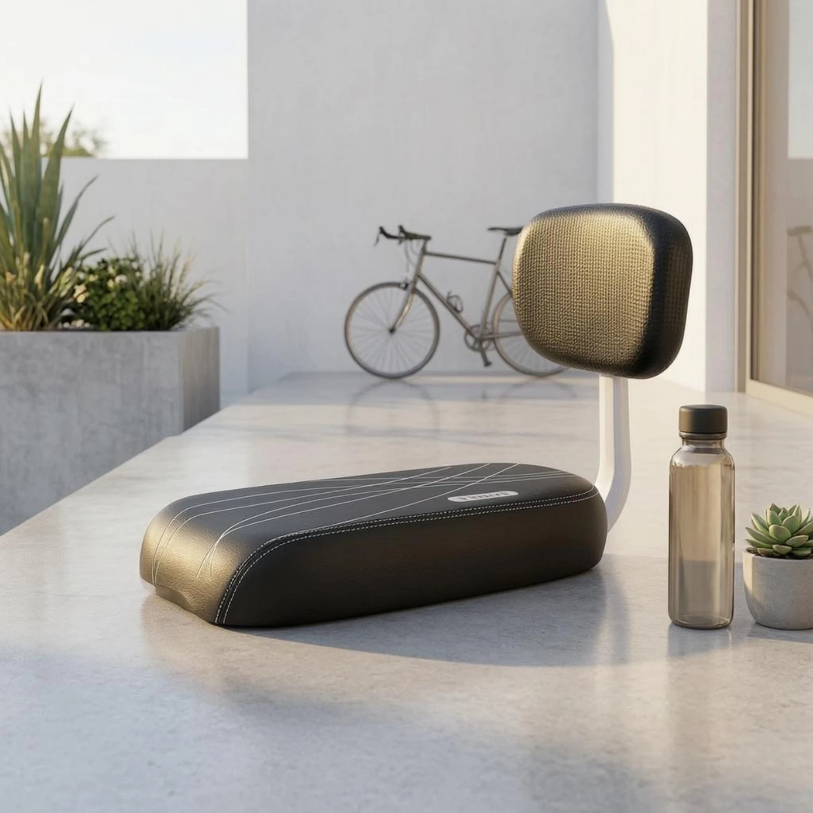 

Cycle Seat with Backrest Screw-Mounted Rear Bike Seat Cycle Rear Cushion Comfortable Padded Bike Saddle Washable