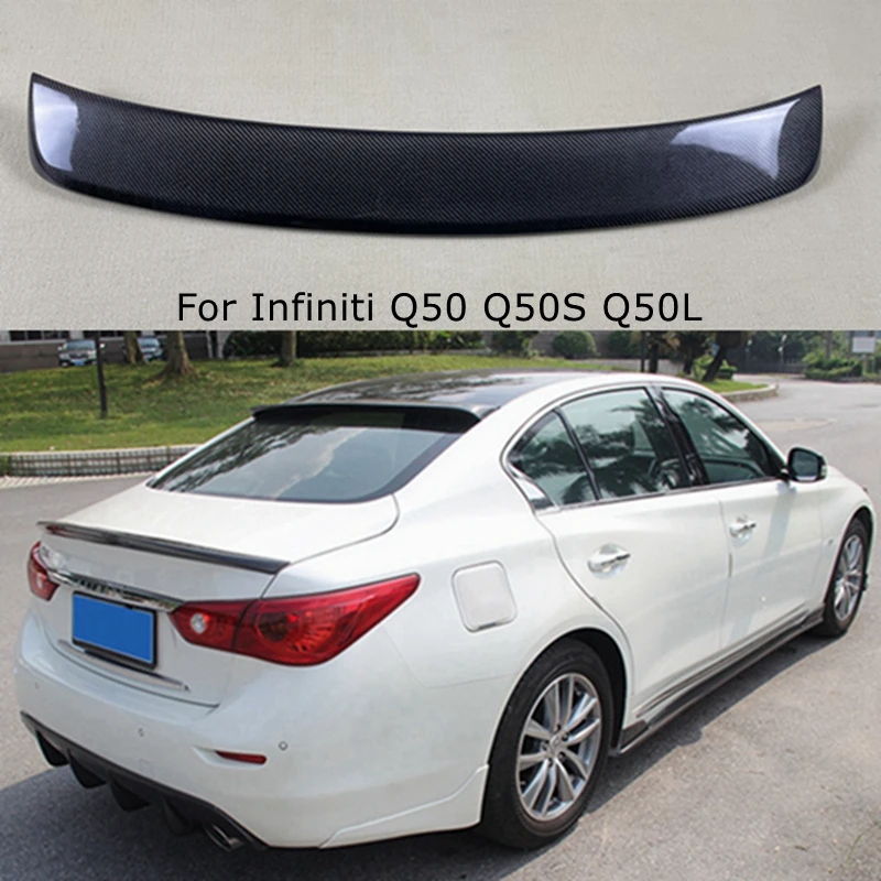 For Infiniti Q50 Q50S Q50L Roof Spoiler Carbon Fiber / Black Top Wing 2014-2020