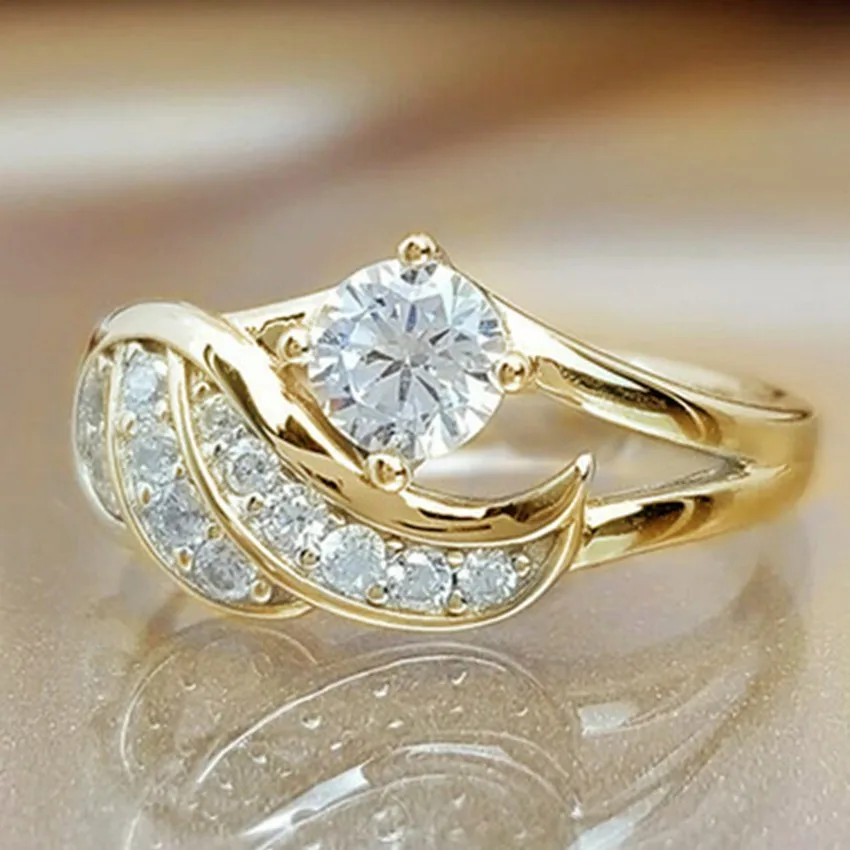 Zircon diamond ring fashion angel wing diamond ring European and American jewelry factory wholesale image 2