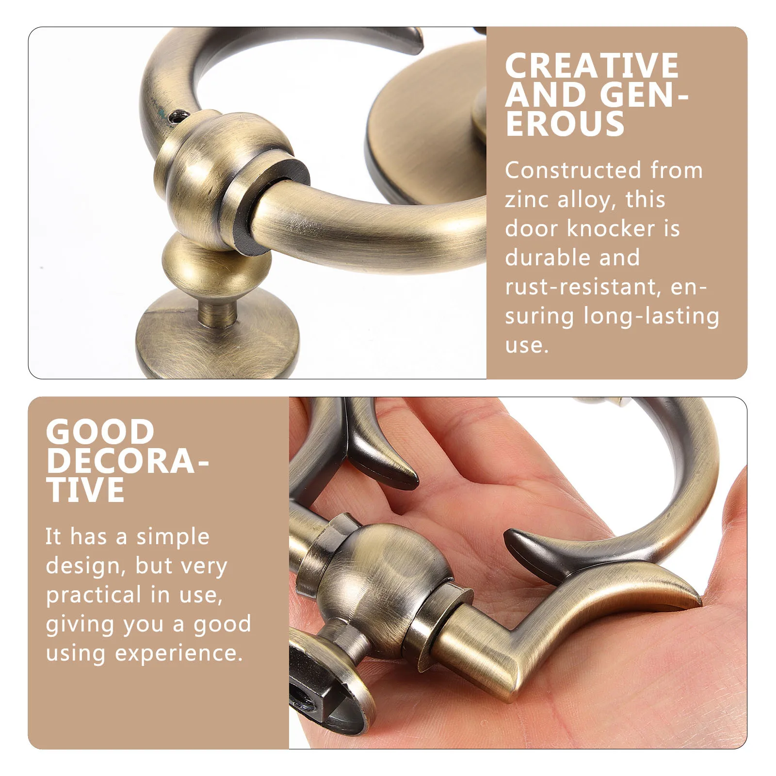 กระดิ่งประตูโลหะผสมสังกะสี กระดิ่งประตูเดี่ยว ทนทานต่อการเกิดสนิม อุปกรณ์ประตูสำหรับตกแต่งบ้าน อุปกรณ์เสริมประตู