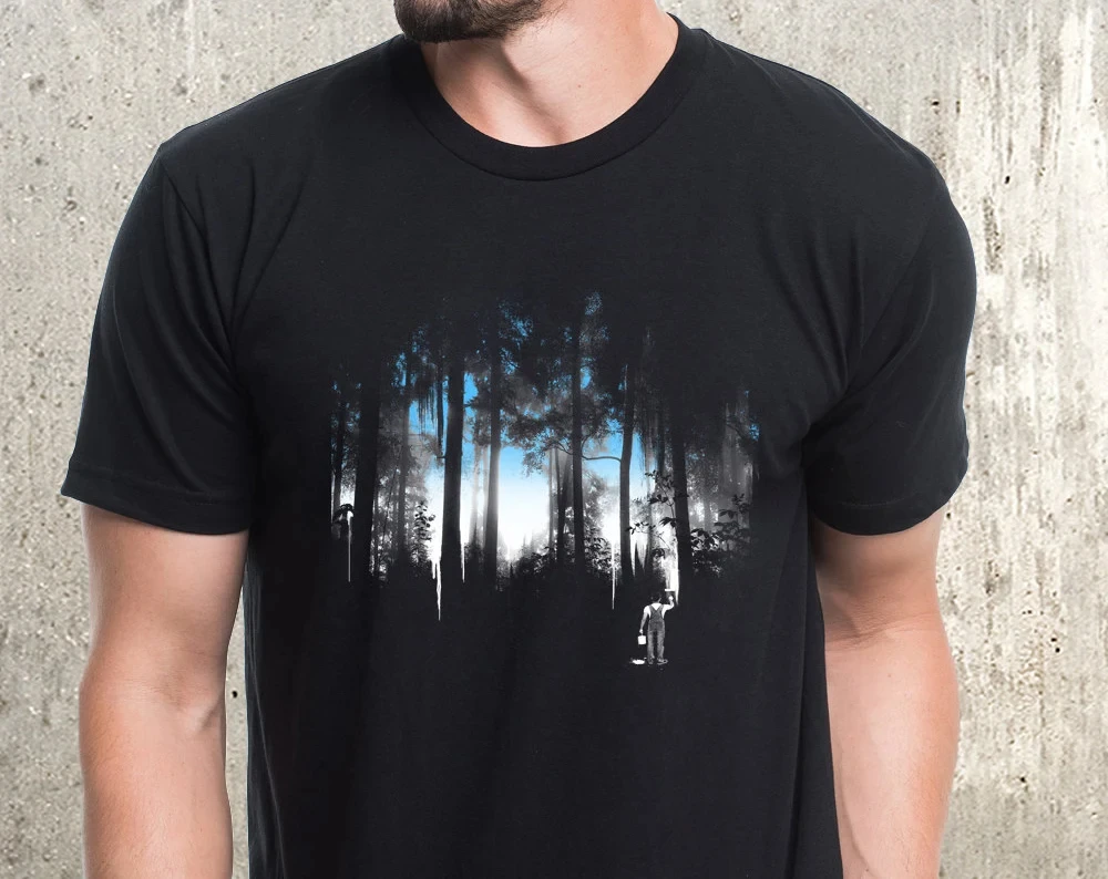 Men’s Graphic Tees - Urban Forest Design - Nature Tshirts for Men - Screen Printed Black Short Sleeve T-Shirt