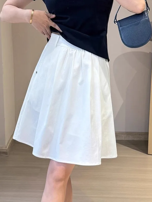 Falda Retro holgada de cintura alta con forma de paraguas para mujer, falda f de verano 2025, falda adelgazante que cubre carne