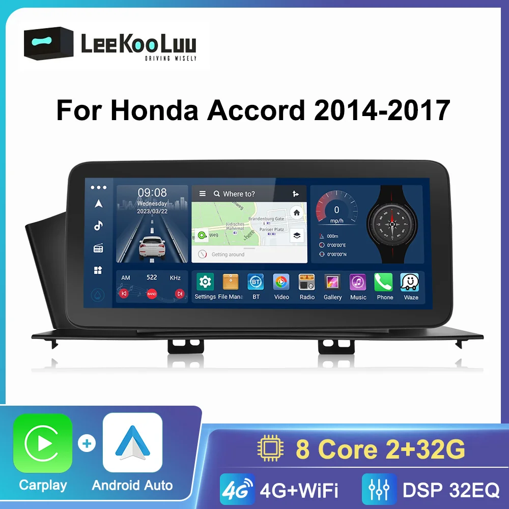 

LeeKooLuu 8core 2+32G Car Radio GPS Wifi 4G Carplay Android Auto Multimedia Player For Honda Accord 2014-2017 (left-hand drive)