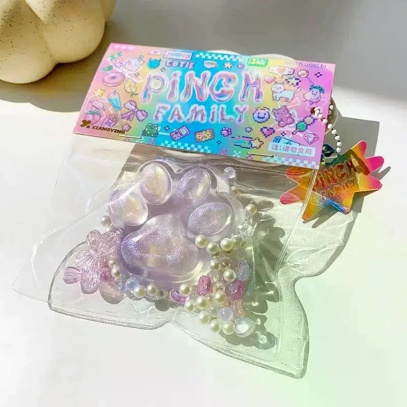 Squishy Transparent Cat Claws Squeeze Toys Kids Adult Soft Pinch Fidget Toys With Butterfly Beads Halloween Christmas