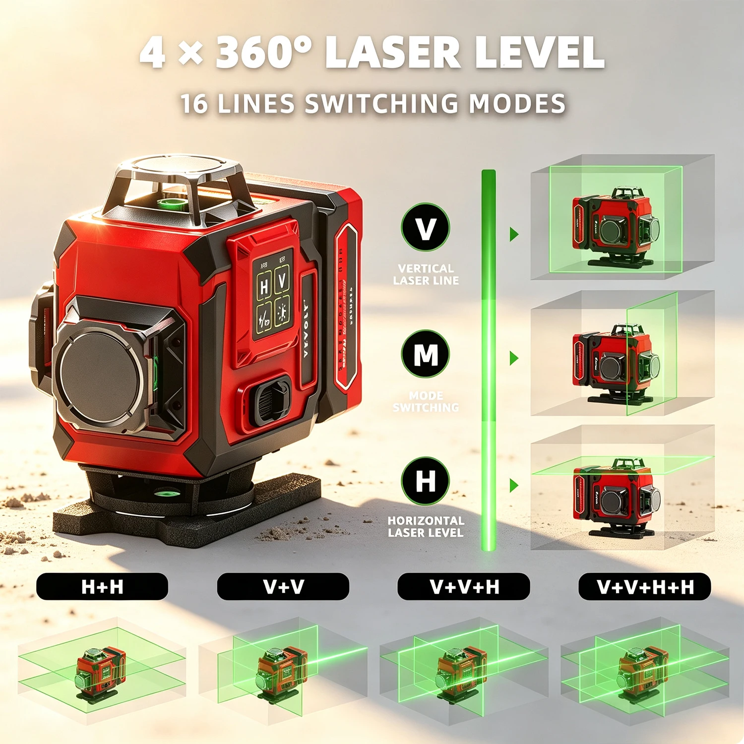 YEVOLT 16 Line 4D Green Self L - Industrial Laser Level review and price