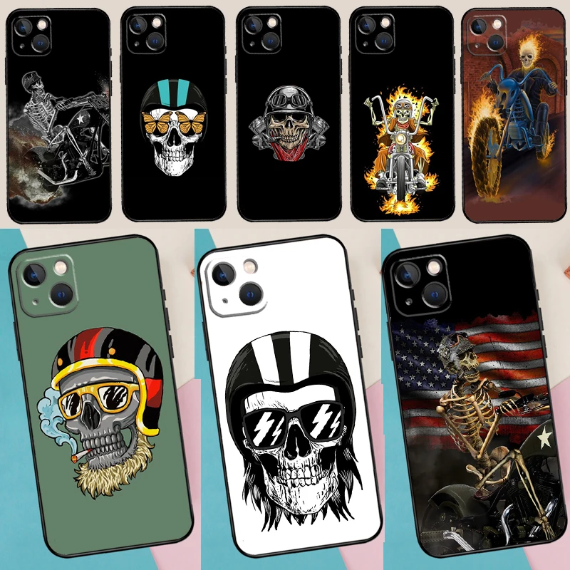 Motorbike biker chopper skull Bumper For iPhone 14 13 Pro Max 12 mini 11 Pro Max 6 7 8 Plus XS XR XS Max SE 2020 Cover