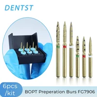 Kit de fresas de diamante de preparación Vertical Dental BOPT FG7906 para coronas sin hombros en molares, dientes anteriores premolares, certificación CE