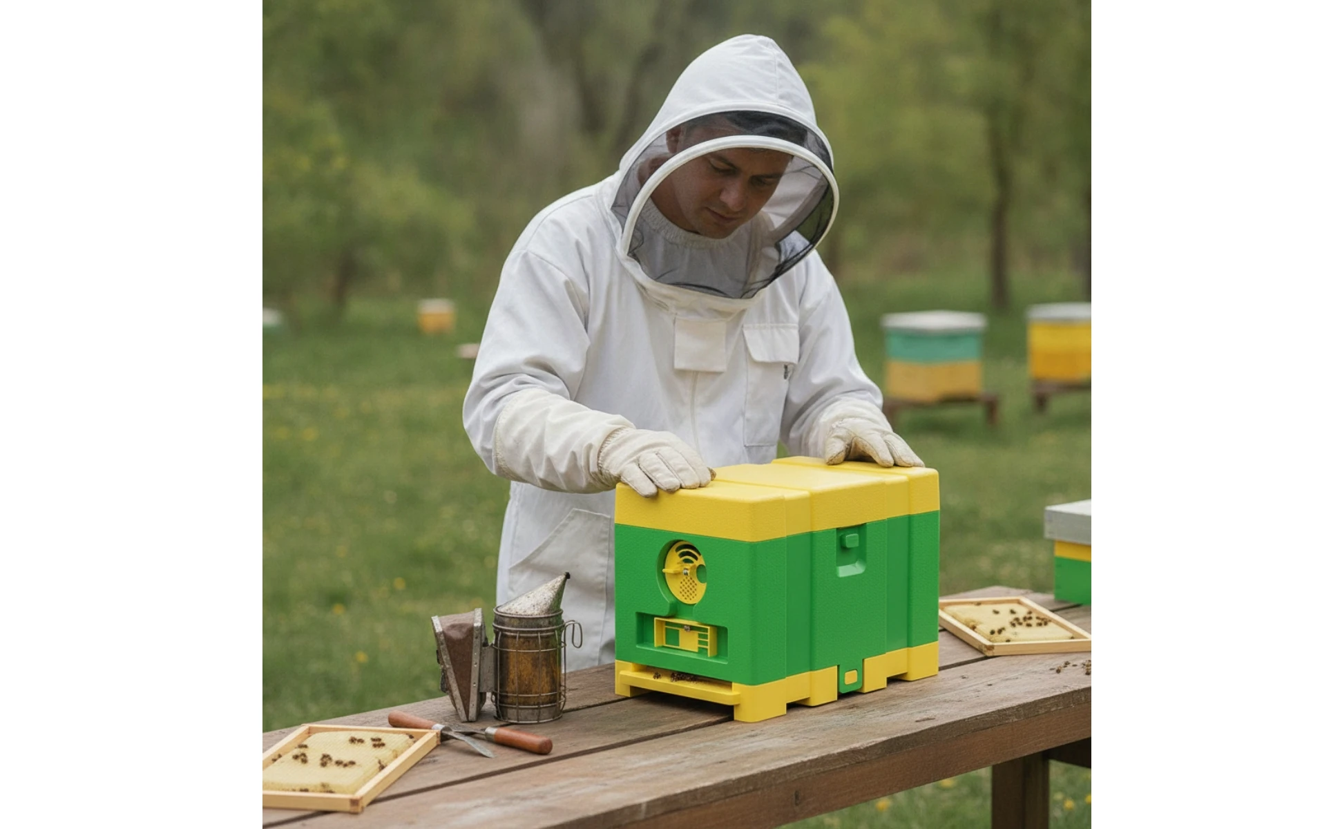 Mini Beehive Box Ventilated Bee Mating Nuc Bee Colony Box Bee House Two-Tone for Beekeepers Mini Beehive Box Ventilated Bee Mating Nuc Bee Colony Box Bee House Two-Tone for Beekeepers