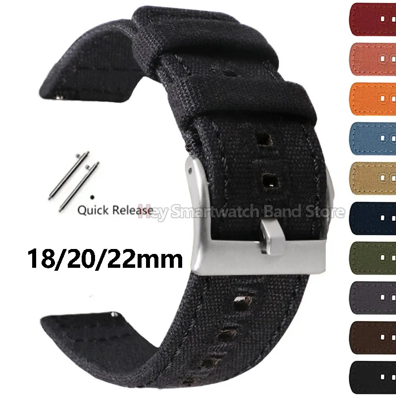 18mm 20mm 22mm Braided Canvas Watch Strap for Samsung Watch 3/4/5/6/7 for Huawei Watch GT4/GT2 for Seiko Quick Release Bracelet