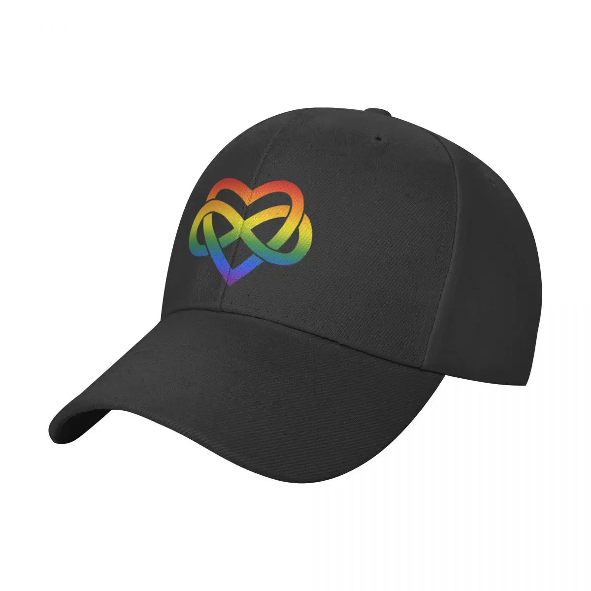 Rainbow Polyamory Inifinity Heart (black) Baseball Cap