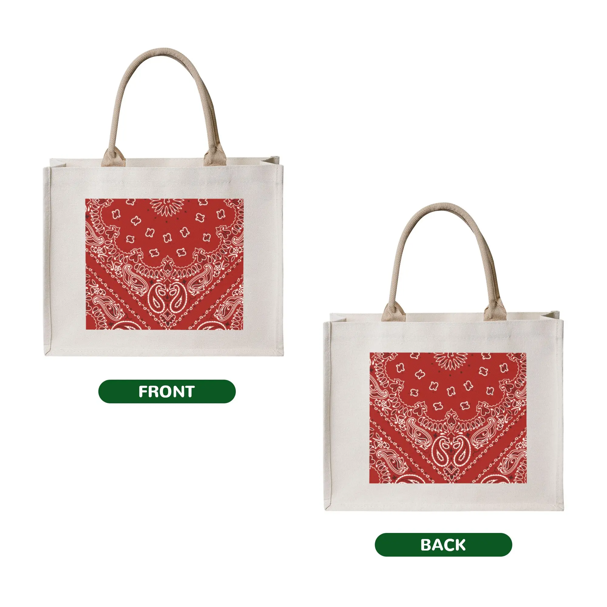 Kawaii Printing Cool Red Bandana Paisley Style Tote Shopping Bag Portable Shoulder Shopper  Handbag