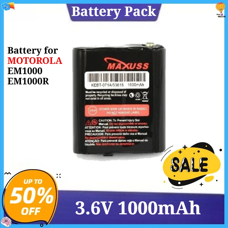 

3.6V 1000mAh Battery for MOTOROLA EM1000 EM1000R KEBT-071A KEBT-071-B KEBT-071 KEBT-071-C KEBT-071-D FV300 FV500 53615