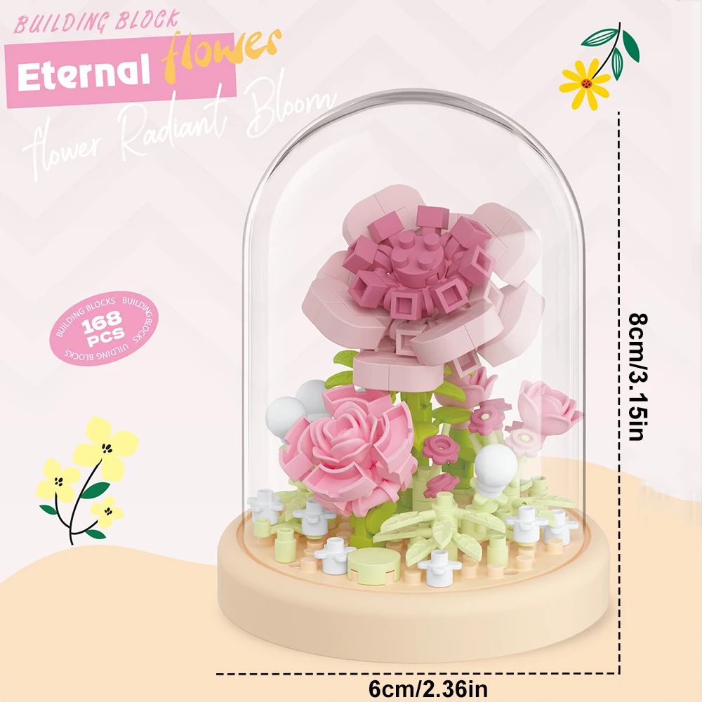 DIY Eternal Flower Bouquet Bonsai Potted Plant Micro Building