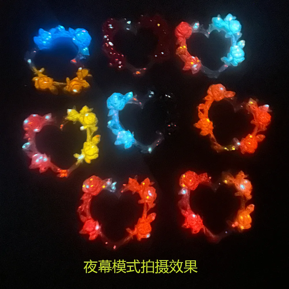 50PCS Rose Love/Heart Photo Frame Resin 55X51MM Double Color Luminous DIY Phone Case Accessories Crafts Materials