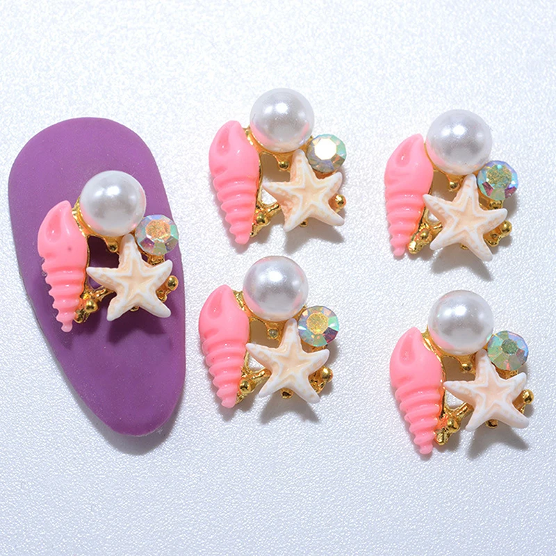 Sand Alloy Pearl Shell Nail Art Supplies Irregular Color Seashell 3d Nail Flakes Seashell Slices Decoration Diy Nail Accessories