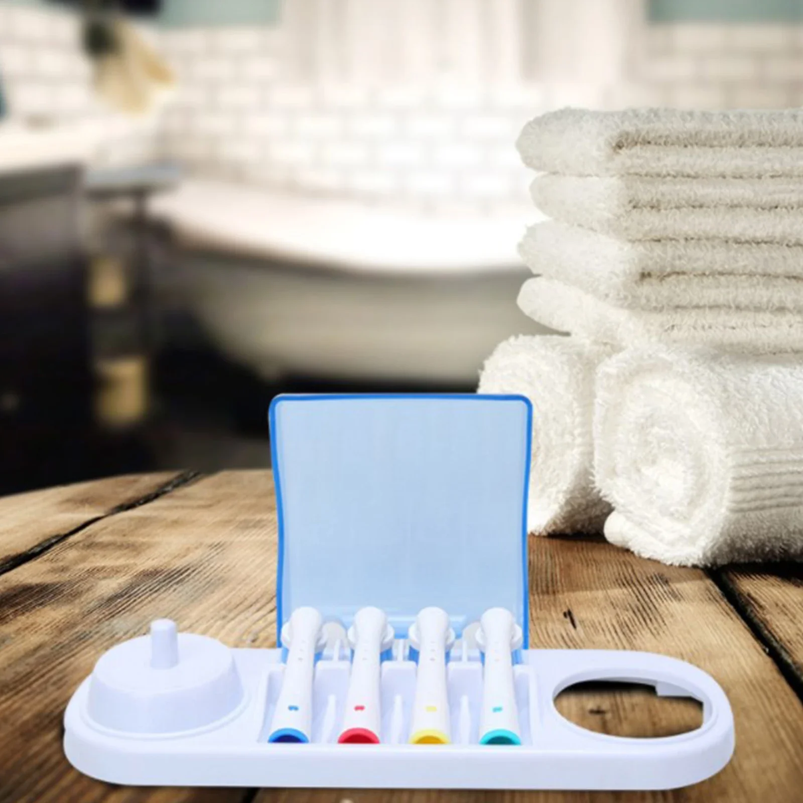 Electric Toothbrush Holder Bathroom Toothbrush Stand Charging Station with 4 Brush Head Organizer Box for Oral B Braun