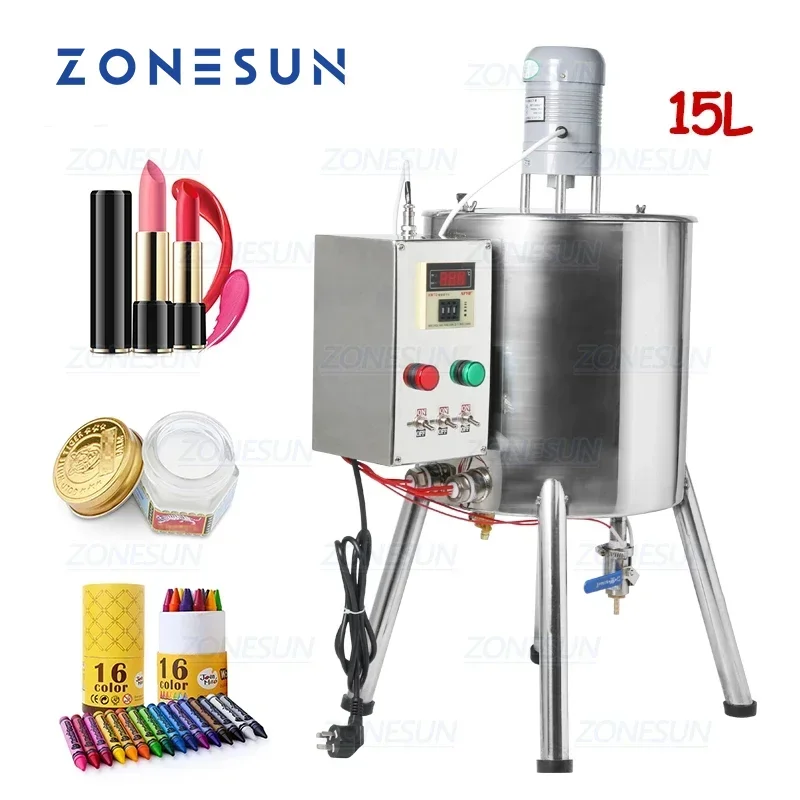 

ZONESUN 15л нагревательная машина для перемешивания губной помады с нагревательным бункером для смешивания, резервуар для нагрева горячего шоколада, карандаш для мыла ручной работы, фильер