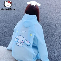 Sanrio Cinnamoroll Cute Raincoat Women Thickened Outdoor Raincoat For Hiking Motorcycle Bicycle Student Rainwear Waterproof