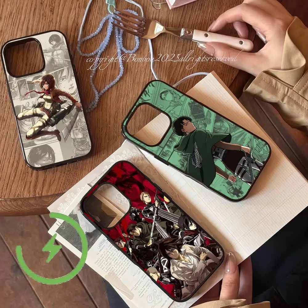 Anime A-Attack On T-Titan Magnetic Wireless Charge Phone Case For IPhone 14 13 12 11 15 16 17 Pro Max Magnetic Cover