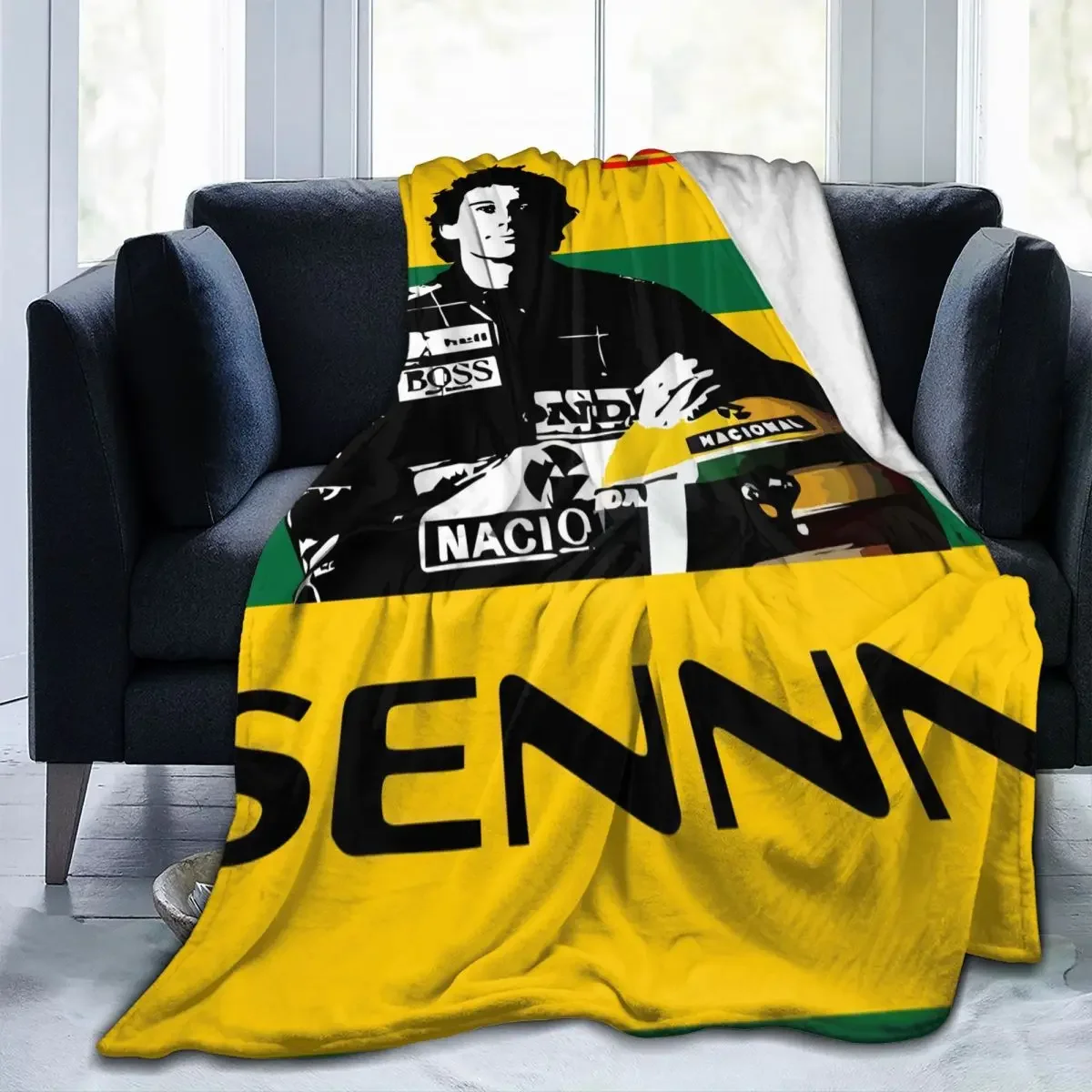 Ayrton Senna Throw Blanket Retro Comfortable Living Room AntiPilling