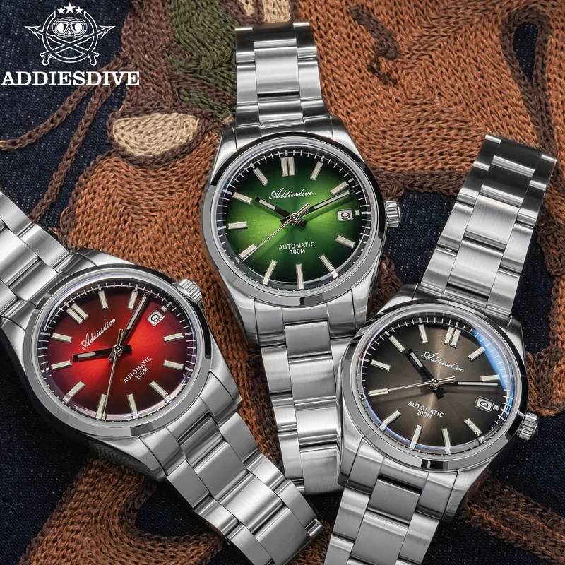 2024 New Watch Sappire Green Gradient Sunburst Dial Luxury NH35 Automatic Watch AD2071 Waterproof 100m Dress Men Wristwatch