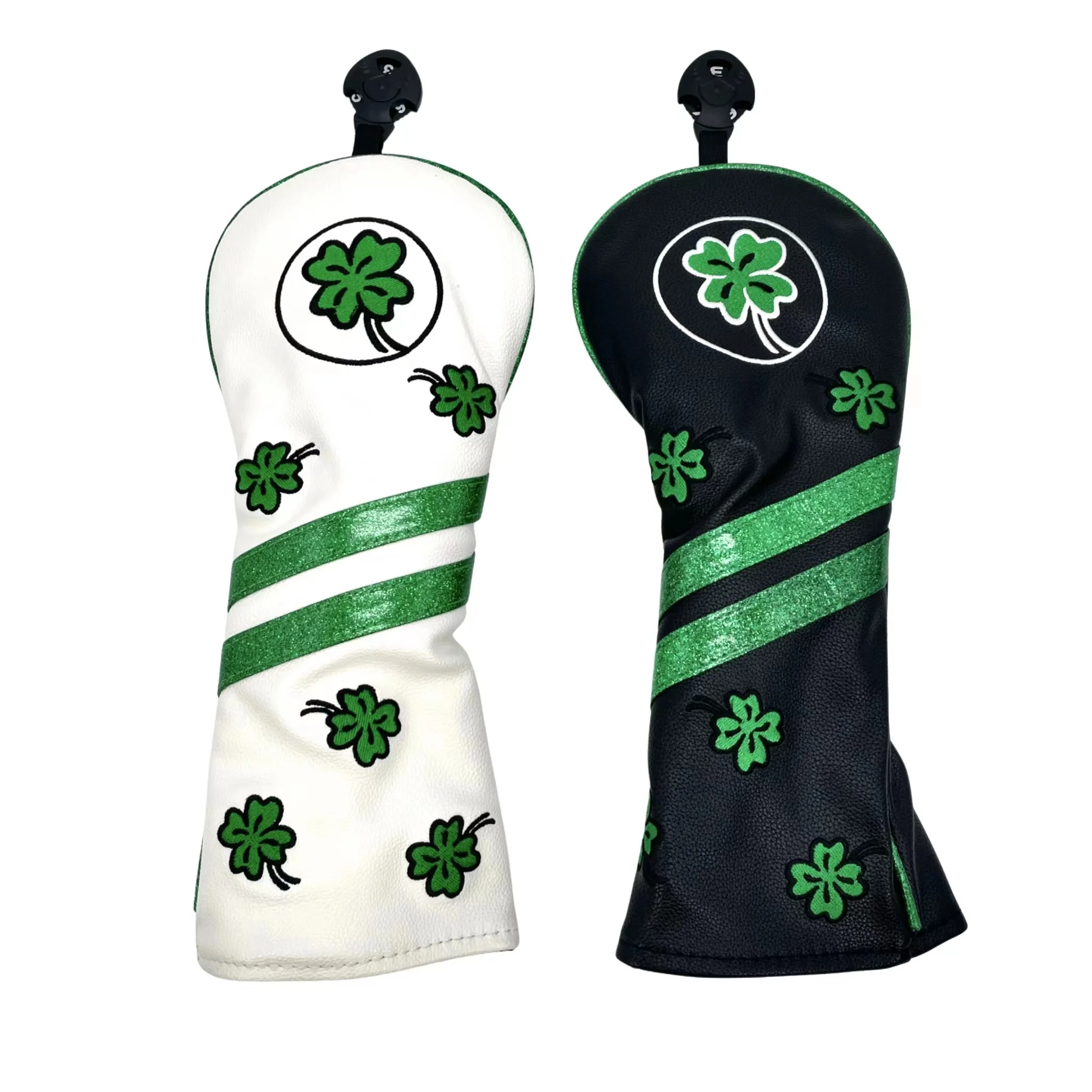 Golf Clover pattern Head cover for Driver Fairway Hybrid Blade Putter PU Leather Waterproof Four Leaf Clover Golf Head Cover