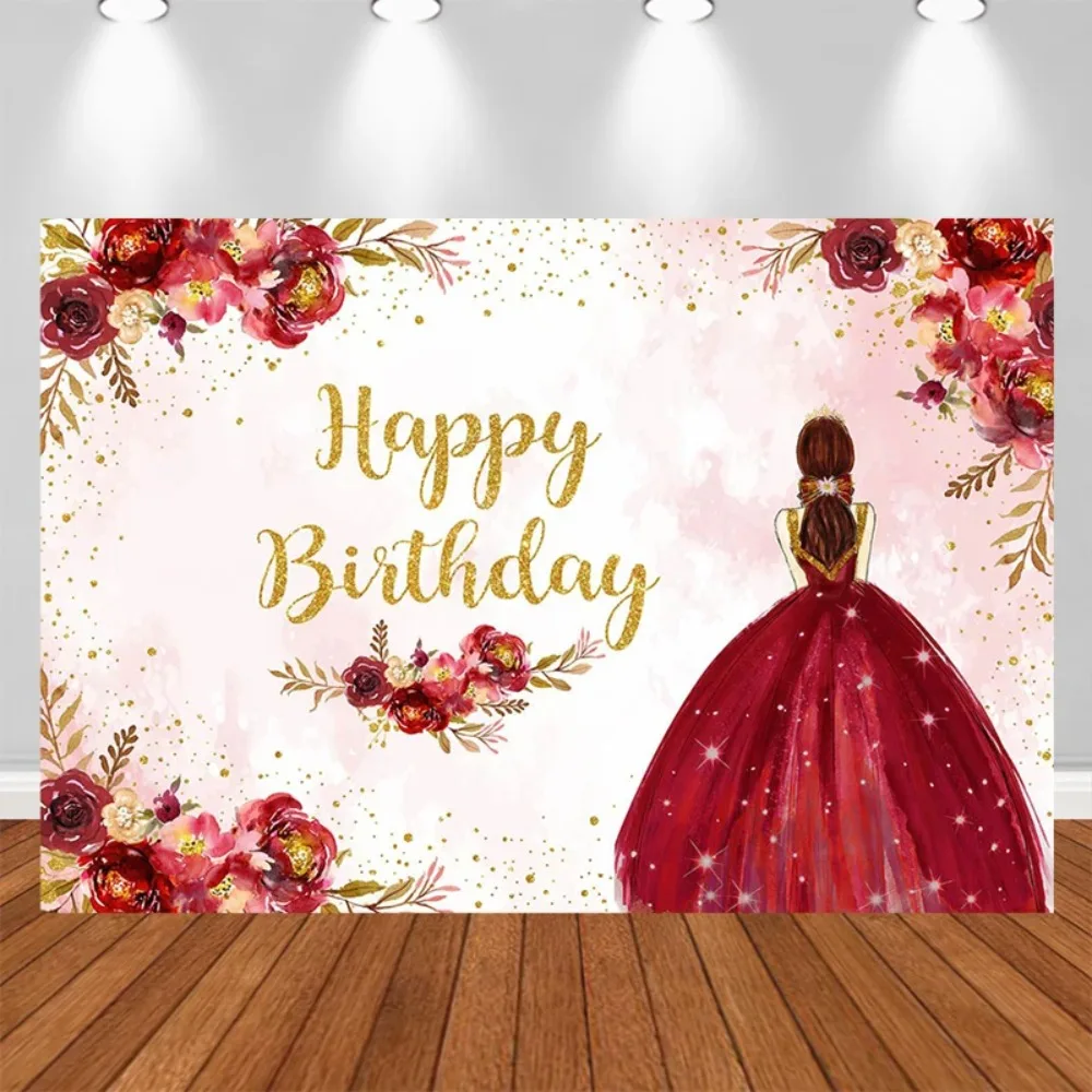 Glänzendes Prinzessinnenkleid Mädchen-Themen Geburtstags-Fotografie-Hintergrund, Kindergeburtstags-Party-Dekoration Fotostudio-Hintergrund