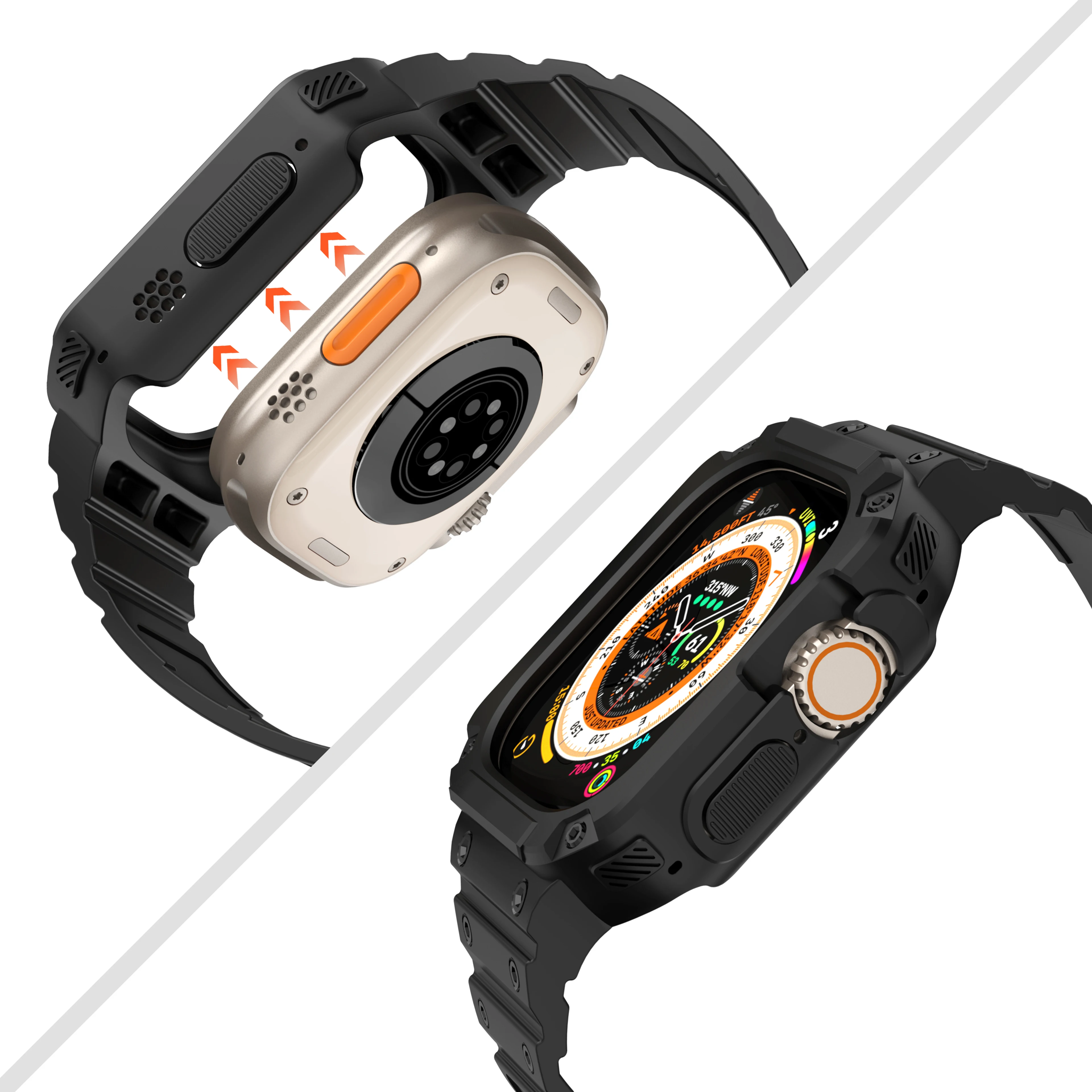 Silicone Case+Strap for Apple Watch Series 9 45mm 41mm 42mm 8 7 for Iwatch Series 6 5 4 SE Protective Cover Bracelet TPU Case