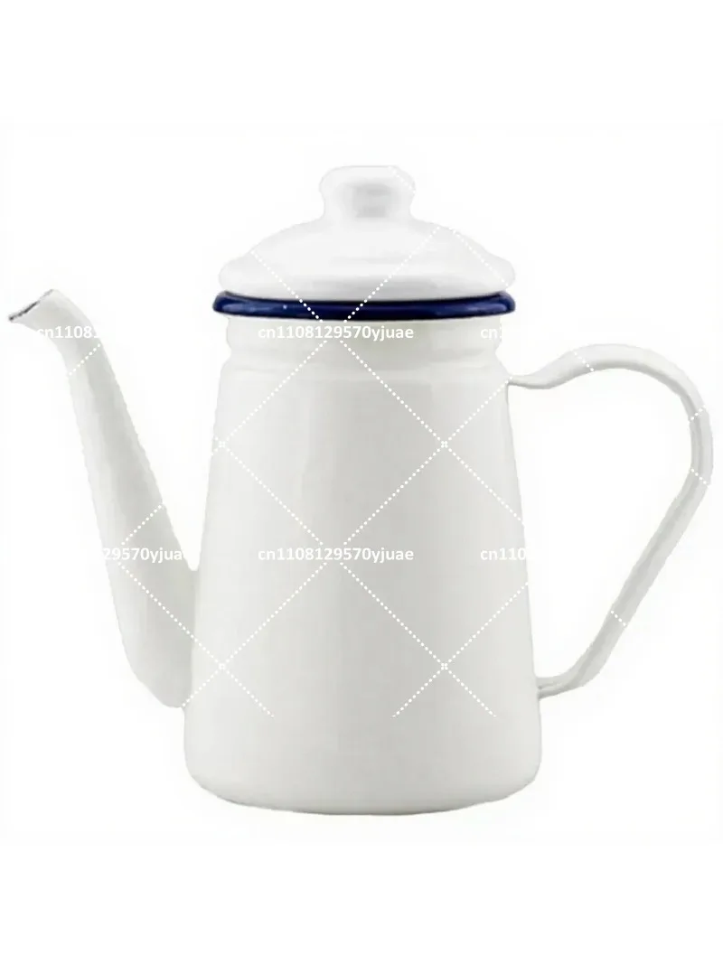 1.1L Enamel Coffee Pot, Handmade Tea Kettle for Induction Cooker & Gas Stove, Universal Coffee Carafe