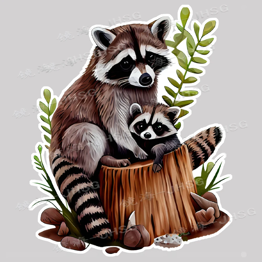 Cute Raccoon - Cute Giraffe - Fun Cartoon Animal Shapes - Vinyl Decals - Car Window Wall Decoration