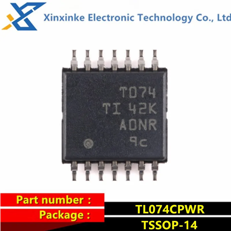 

10PCS TL074CPWR Mark: T074 TSSOP-14 Amplifier ICs Operational Amplifiers - Op Amps Quad Low Noise JFET Brand New Original