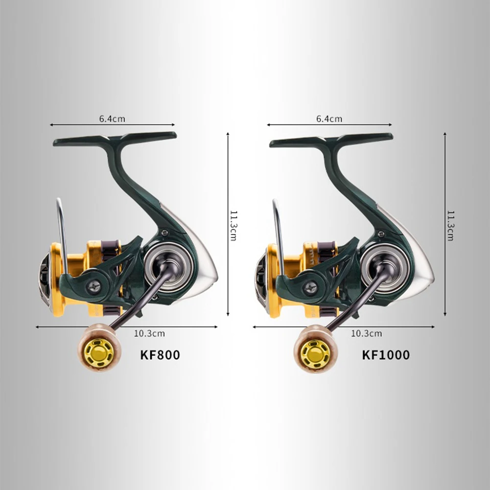 Spinning Reel 5+1BB Bearings 5.2:1 Gear Ratio High Speed With 4-5KG Braking Force KF800-KF1000 For Outdoor Freshwater Saltwater