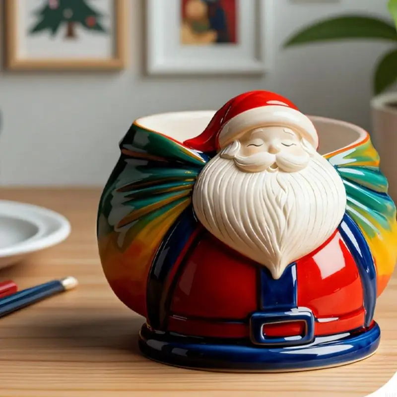 91AF Reusable Santa Planter Silicone Mould for Resin Cement Concrete Casting and Holiday Craft Projects