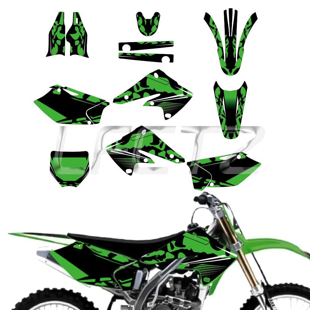 Fit for Kawasaki KX250F KXF250 KX 250F KXF 250 2004 2005 Full Set of Motorcycle Fairing Decor Graphics Background Decals Sticker