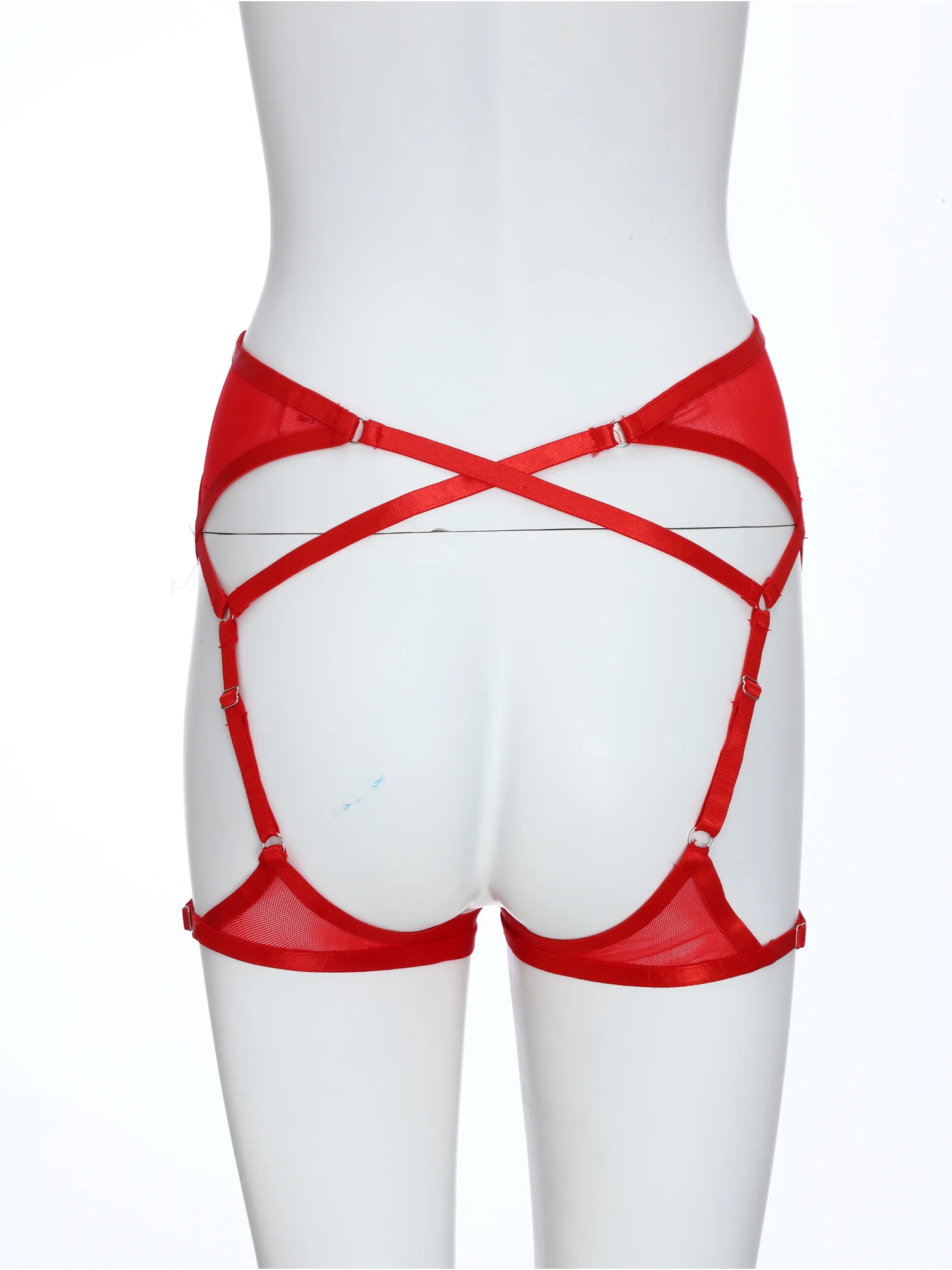 

Women Sexy Mesh Hollow Out Mini Shorts O-ring Crotch Cut Out Adjustable Straps Underwear Suspender Garters Tempting Underwear