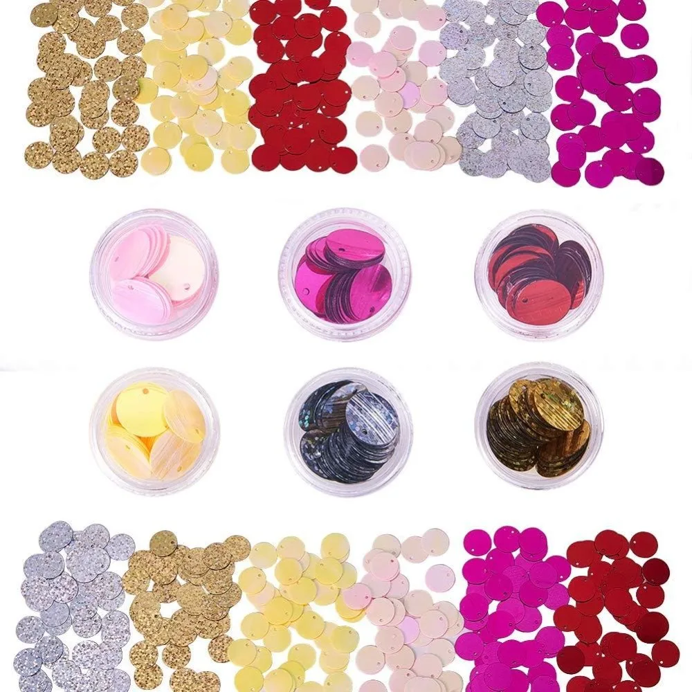 6 Boxes 12mm Flat Round Sequin Paillettes Metallic Loose Sequins for Jewelry Making Embroidery Crafts and Embellishment