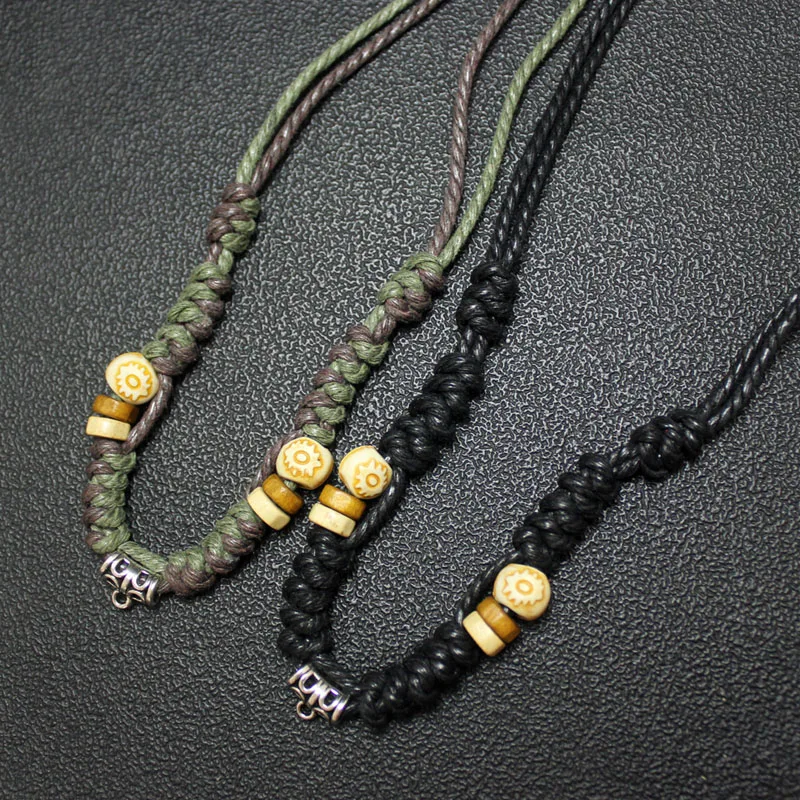 Men's Bold Handwoven Pendant Chain Necklace, Adjustable