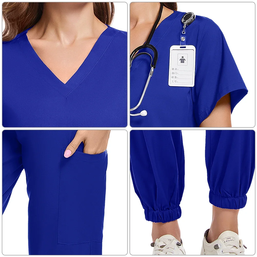 Hot Sale Anti Wrinkle Scrubs Workwear Washable Soft Fabric Nurse Hospital Uniforms Medical Scrubs Top Pants Jogger Scrubs Sets