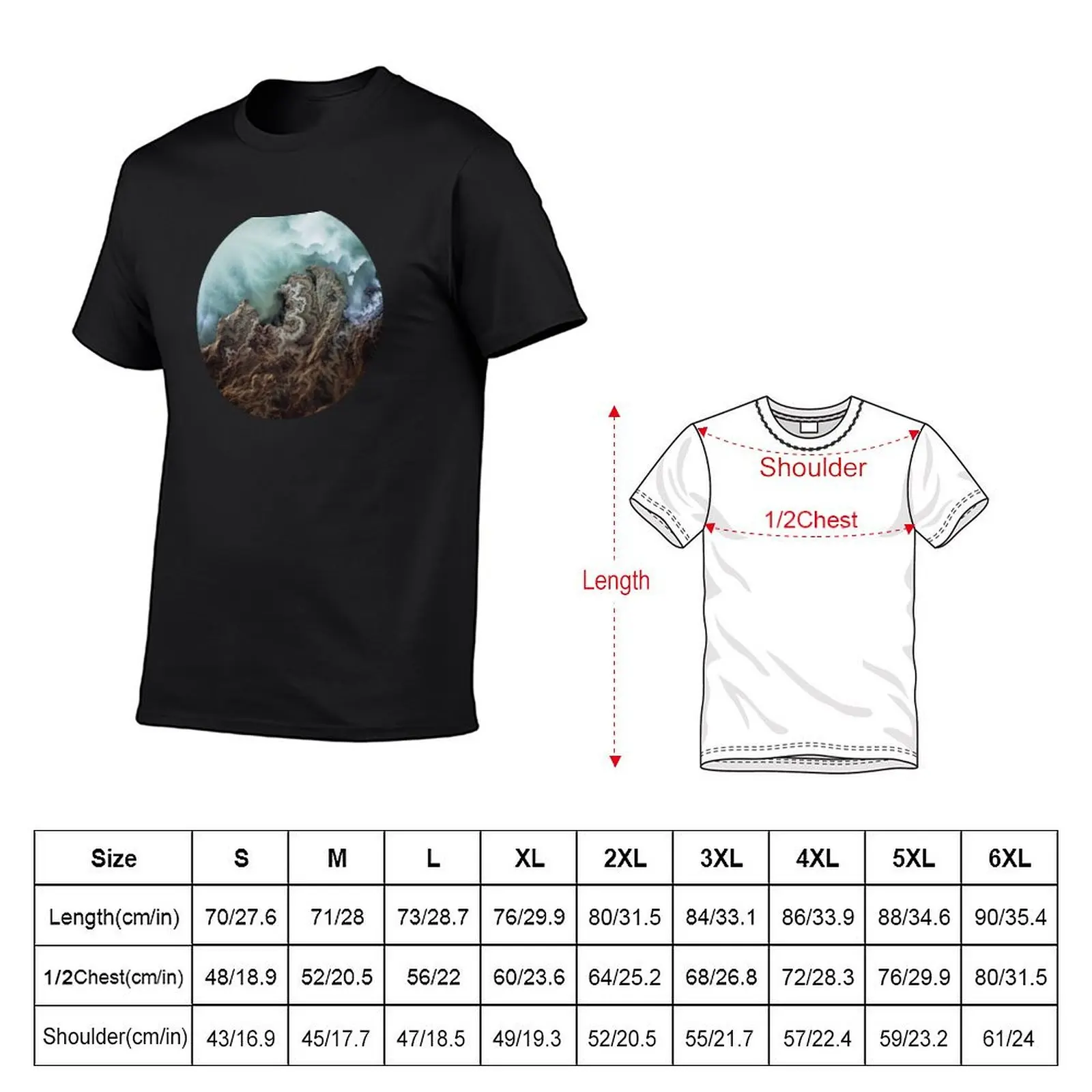 Camiseta abstrata preta oceano ártico para homem, top verão, mais tamanhos