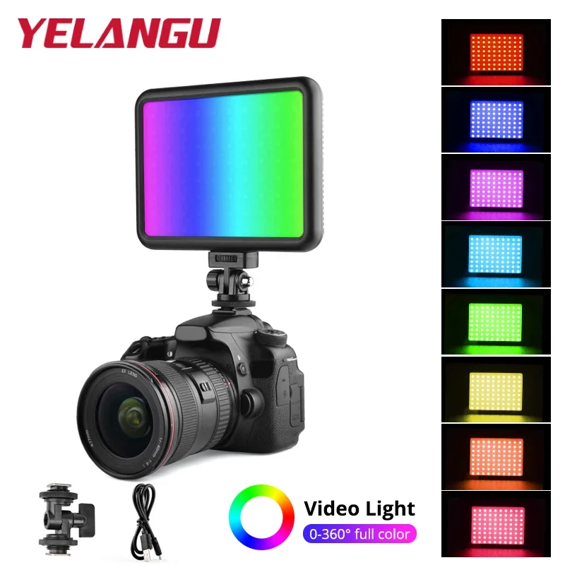 

YELANGU RGB Video Light 12W Rechargeable LED Camera Light Full Color 12 Common Light Effects CRI97 2500-8500K Video Light Panel