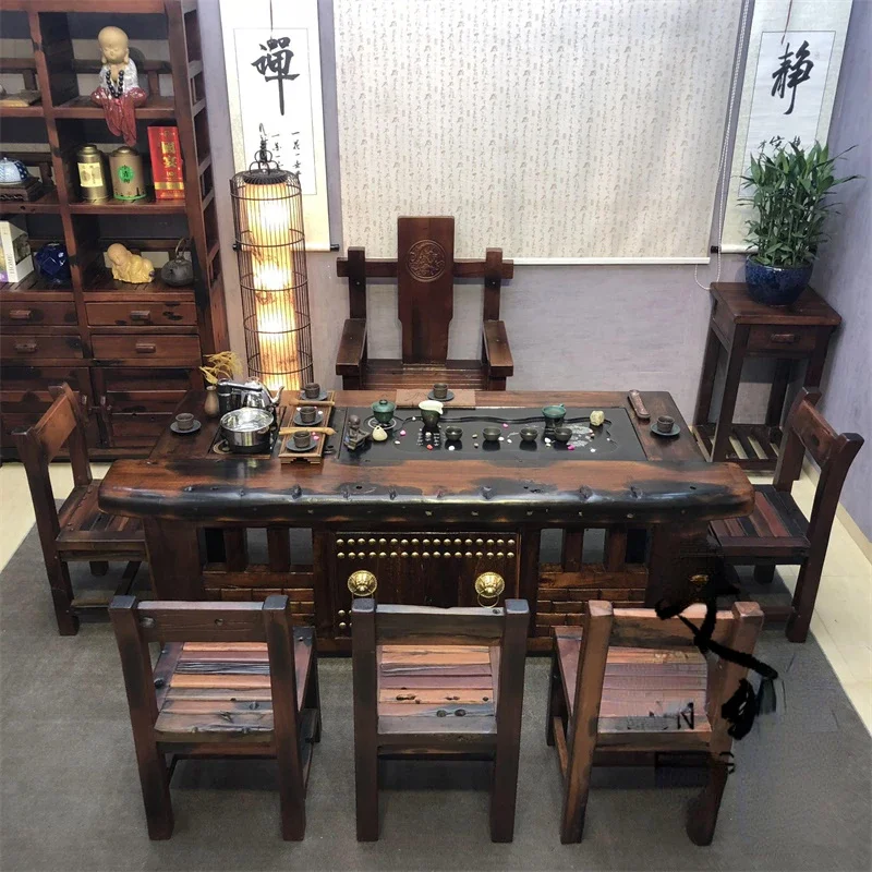 Old Ship Wood Table-Chair Set Solid Wood Tea Making New Chinese Zen Antique Small Coffee Table