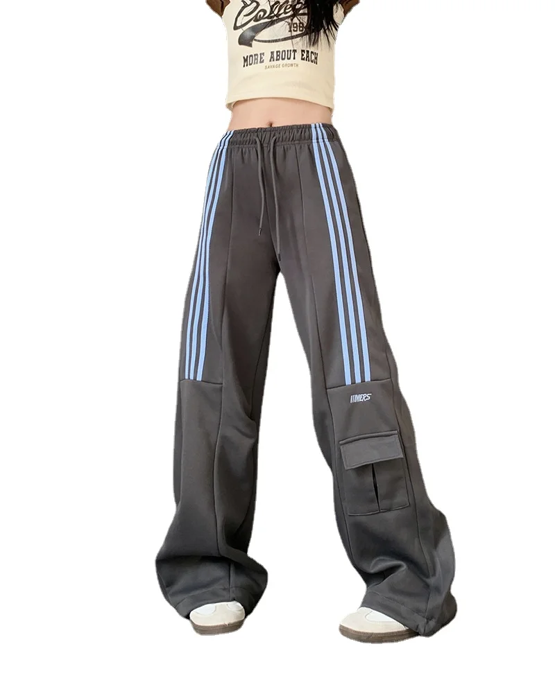 Pantalon cargo rétro à trois barres pour femmes, vêtements Y2k, pantalons de survêtement de sport décontractés, Hip Hop, proximité, wstring, adt, Streetwear, fjBaggy