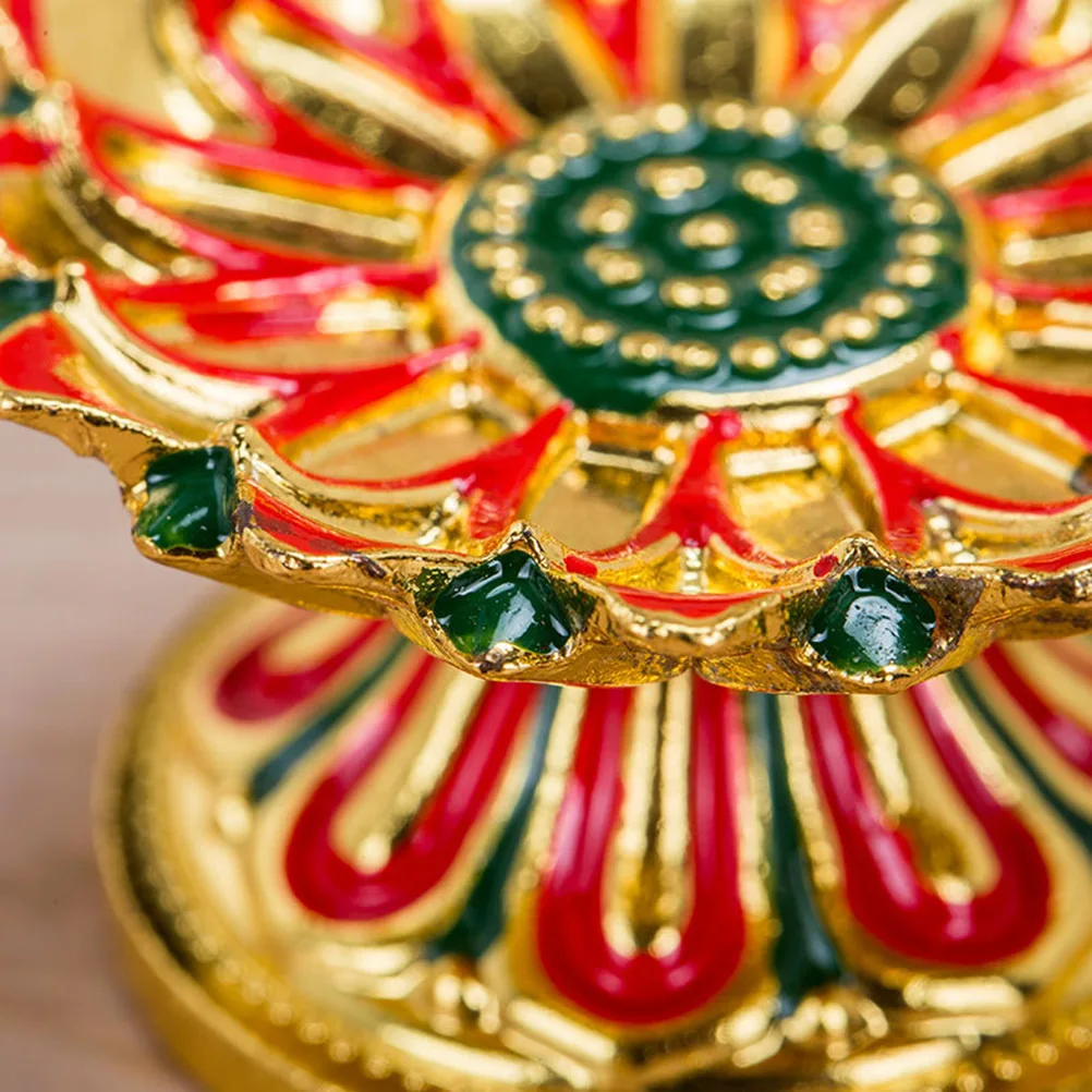 1 個合金蓮ホルダー色塗装バターランプホルダー滑り止め底奉納仏教使用装飾ギフト