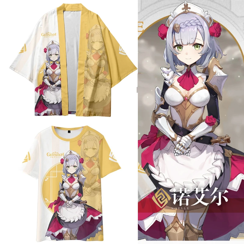 Genshin Impact Noelle Cosplay Tops T Shirt Shorts Pants Costume Kimono Shirt Haori Cool Streetwear Sportwear