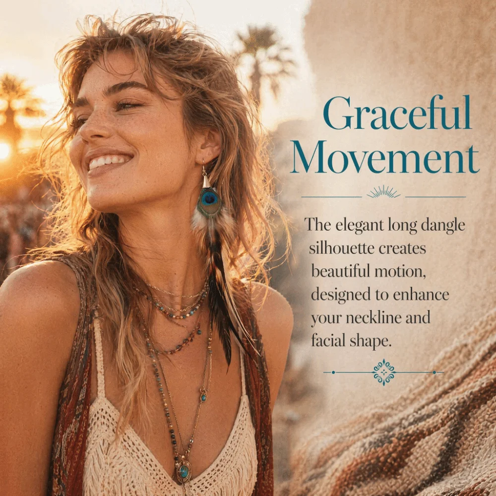 Boho lange veren oorhangers et - Women Fashion Photoshoot recensie en prijs