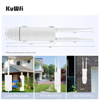 KuWFi CAT4 Venkovní 4G LTE router 300Mbps 2.4G Bezdrátový Wifi router Široký dosah Podpora 64 uživatelů 24V POE Odnímatelné antény VPN 10 nejlepší prodej 4G LTE router s venkovní anténou - №9