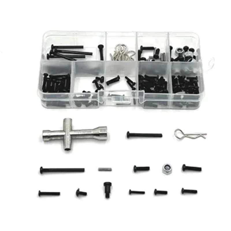 SCY 16101 16102 16103 16104 16106 16201 JJRC Q130A Q130B Q141 Kit de fixação de parafusos de metal Ferramentas de reparo 1/16 Peças sobressalentes de carro RC