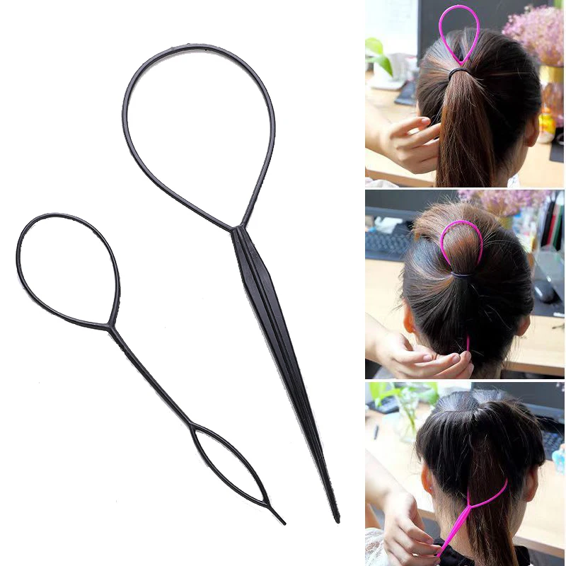 

1Set Small Ponytail Creator Plastic Loop Black Tail Clip Hair Braided Ponytail Maker Easy to Use DIY Hair Styling Tools